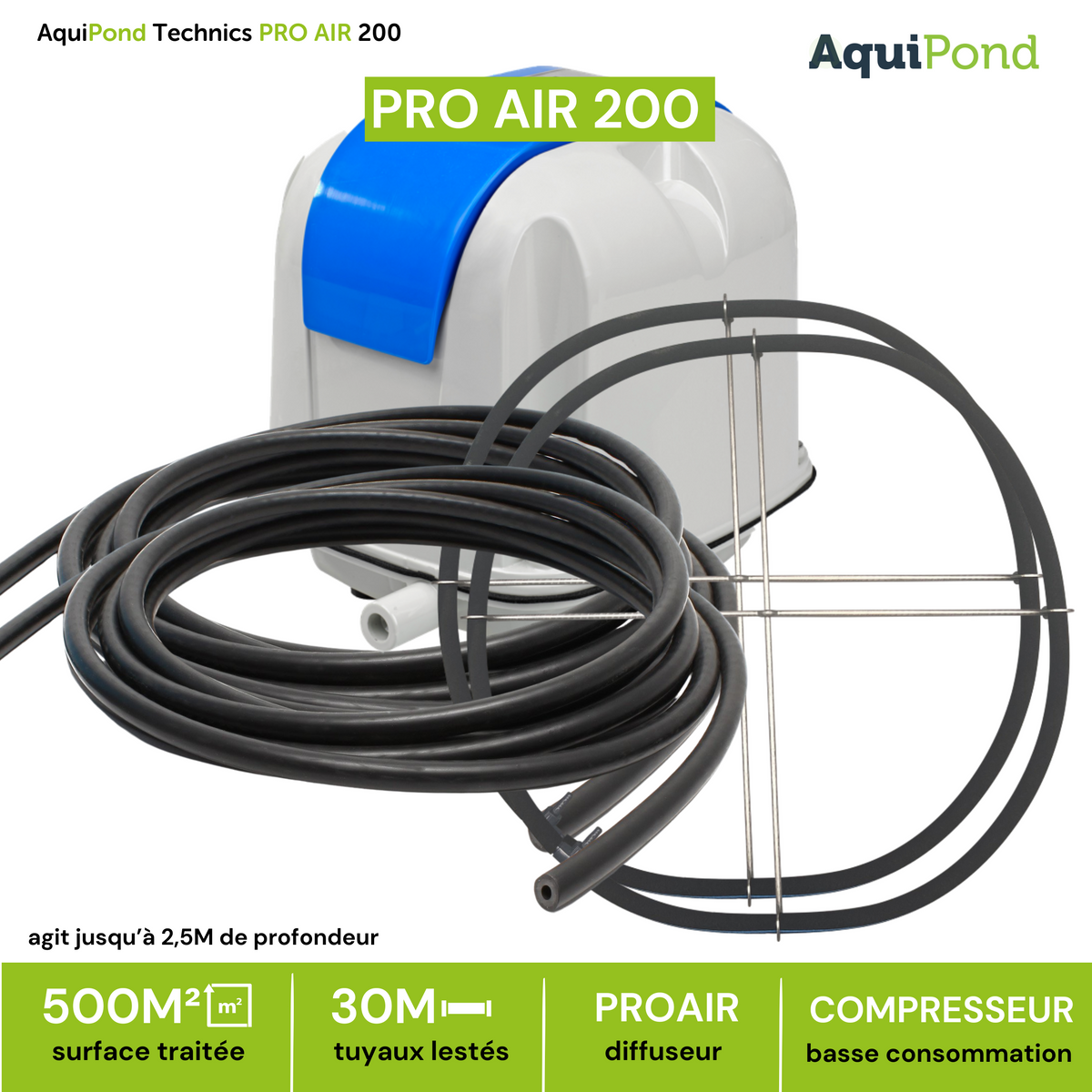 Aquipond Technics Pro Air 200 - 100 a 500M² - Sistema de aeração para oxigenar lagos