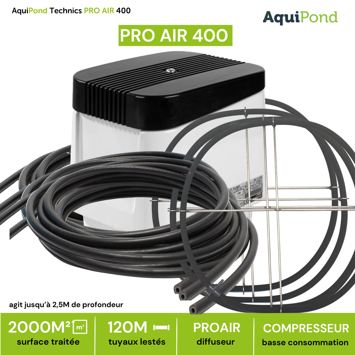 Aquipond Technics Pro Air 400 - 1000 a 2000M² - Sistema de aeração para lagos