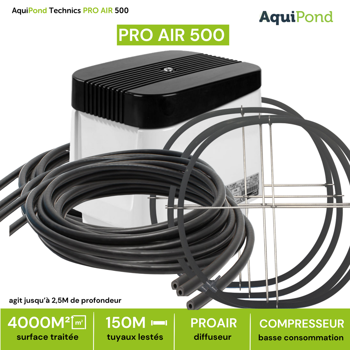 Aquipond Technics Pro Air 500 – Aireación por microburbujas para estanques de 2.000 a 4.000 m²