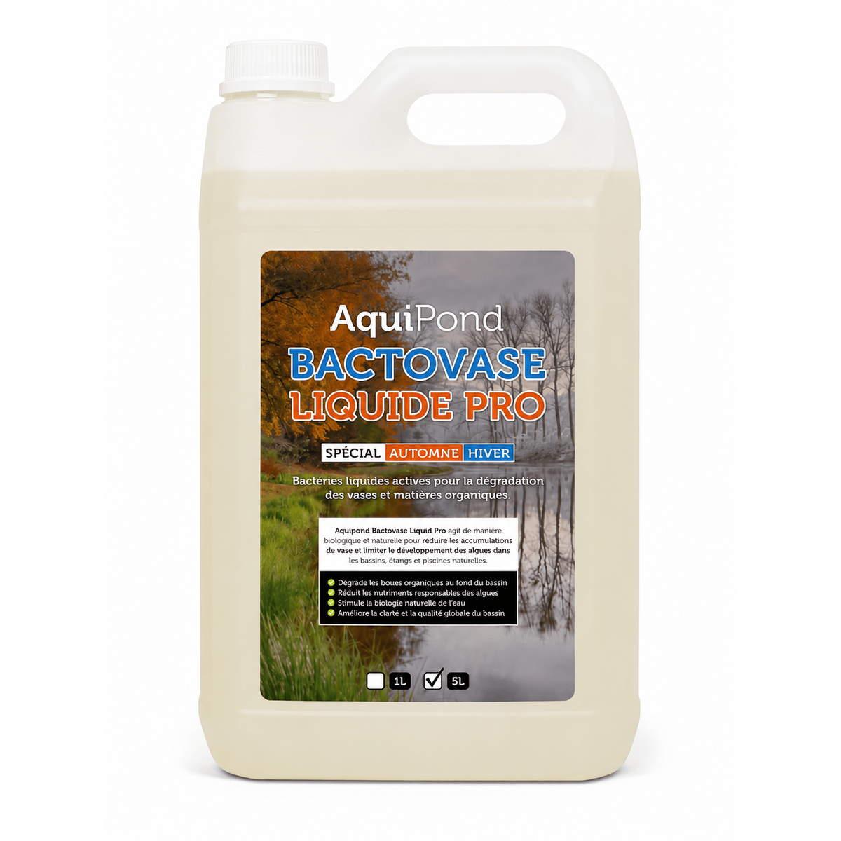 Aquipond Aquipond Bactovase Liquide - 5L - Agit sur les algues et la vase BACTOVASELIQVAS05