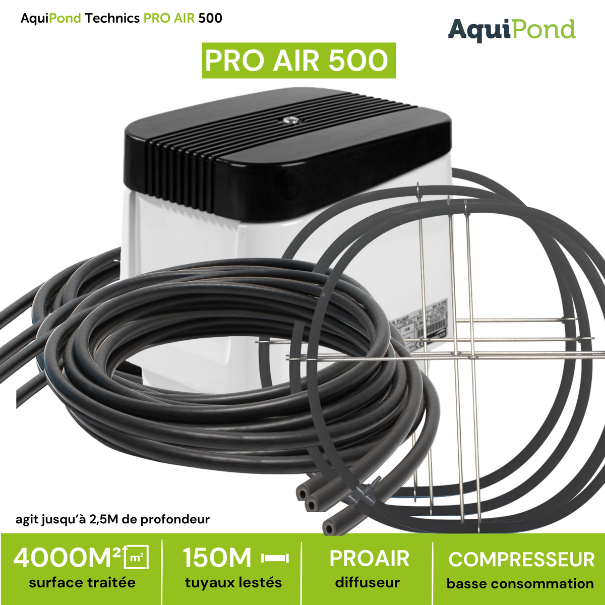Aquipond Technics Pro Air 500 – Aireación por microburbujas para estanques de 2.000 a 4.000 m²