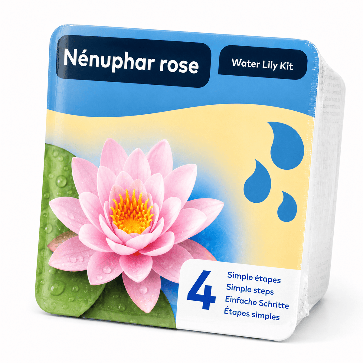 Kit de plantation de nénuphar rose, emballage de présentation en français