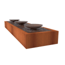 Foudebassin.com Tables d'eau Table d'eau avec 3 bols d'eau en acier corten 400 x 100 x 40CM CBS3
