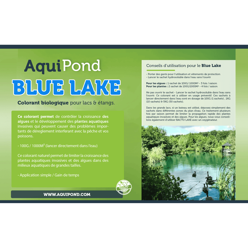 Aquipond Solutions pour étang naturel AQUIPOND BLUE LAKE 10 - Colorant naturel - LUTTE CONTRE ALGUES & PLANTES 5KG